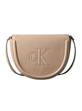 Bolsa Calvin Klein Jeans Bold Saddle bege para mulher