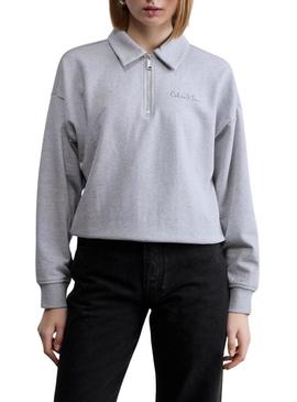 Moletom Calvin Klein Jeans Polo cinza para mulher
