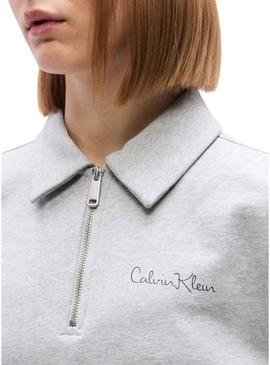 Moletom Calvin Klein Jeans Polo cinza para mulher