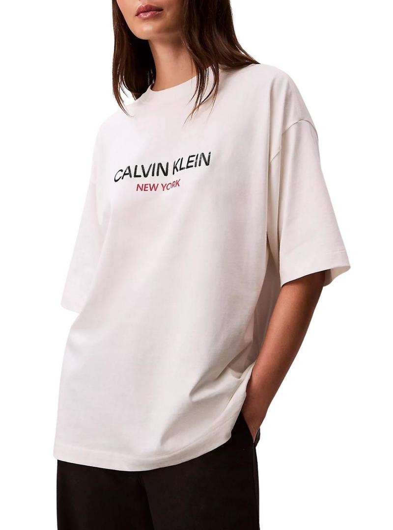 Camiseta Calvin Klein Jeans Sequin branca para mulher.