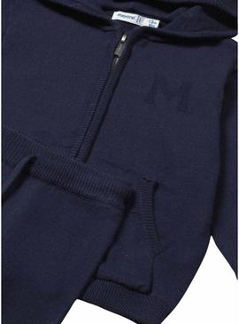 Conjunto de duas peças Mayoral em tricô azul marinho para bebê.
