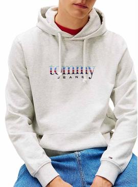 Moletom Tommy Jeans DNA 1985 cinza para homem