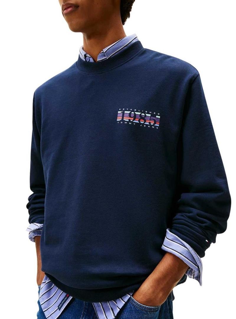 Moletom Tommy Jeans DNA 1985 azul marinho para homem.