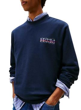 Moletom Tommy Jeans DNA 1985 azul marinho para homem.