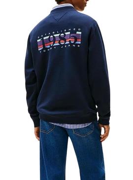 Moletom Tommy Jeans DNA 1985 azul marinho para homem.
