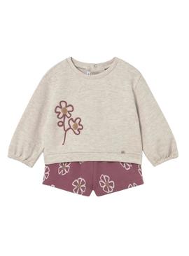 Conjunto de duas peças Mayoral floral rosa para bebê