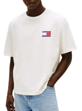 Camiseta Tommy Jeans 90S branca para homem.