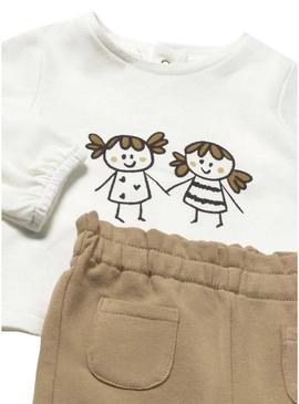 Conjunto de três peças Mayoral corações torrados para bebê.