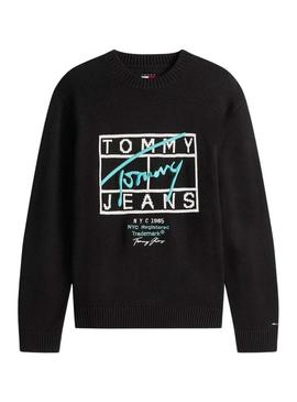 Camisola Tommy Jeans Signature preta para homem
