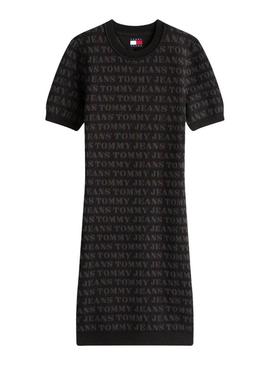Vestido Tommy Jeans Spellout preto para mulher