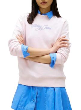Moletom Tommy Jeans Signature rosa para mulher