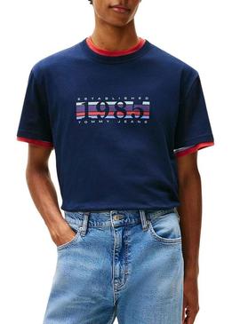 Camiseta Tommy Jeans DNA 1985 azul marinho para homem.