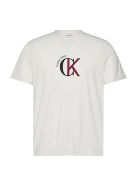 Camisa Calvin Klein 2Tone branca para homem.