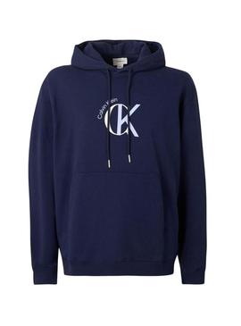 Moletom Calvin Klein Graphic Hoodie azul marinho para homem.