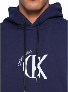 Moletom Calvin Klein Graphic Hoodie azul marinho para homem.