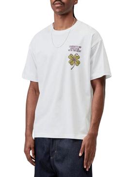 Camisa Carhartt Clover branca para homem.