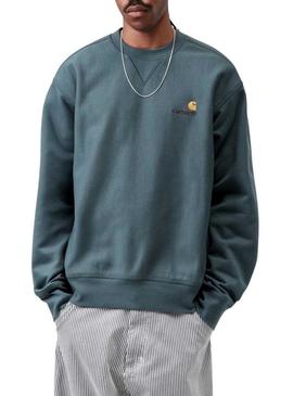 Moletom Carhartt American Script azul para homem