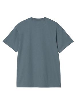 Camiseta Carhartt American Script azul para homem.