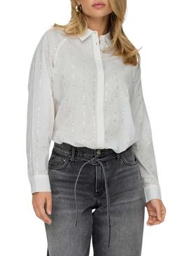 Camisa Only Onlminna lentejuelas branco para mulher