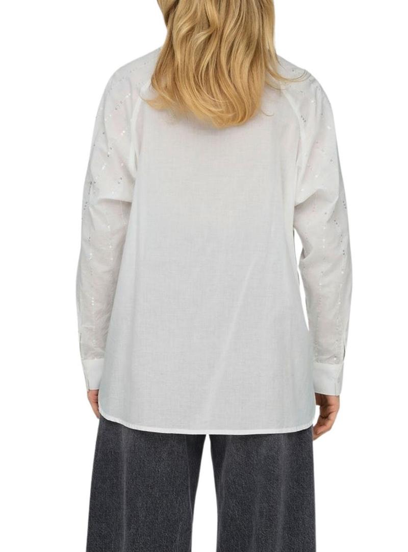 Camisa Only Onlminna lentejuelas branco para mulher