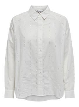 Camisa Only Onlminna lentejuelas branco para mulher