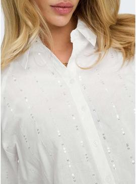 Camisa Only Onlminna lentejuelas branco para mulher