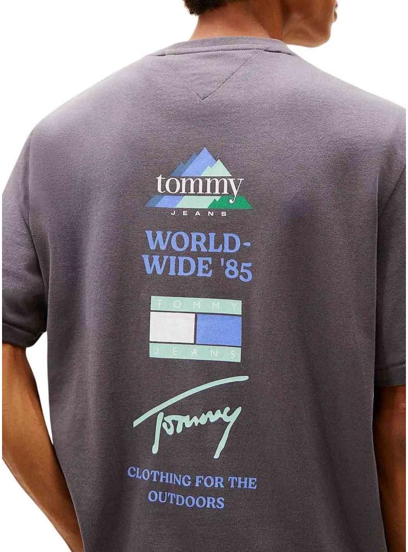 Camiseta Tommy Jeans 90S cinza para homem.
