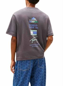 Camiseta Tommy Jeans 90S cinza para homem.