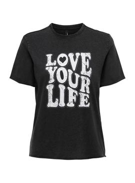 Camiseta Only Lucy preta para mulher.