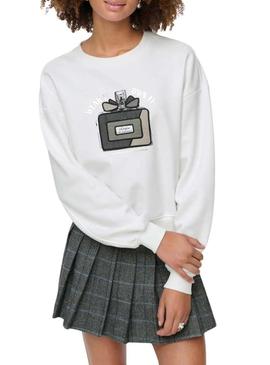 Moletom Only Emily Perfume branco para mulher