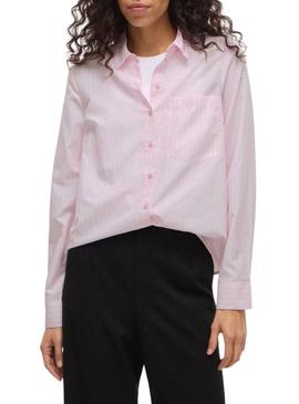 Camisa Vila Darma rosa listrada para mulher