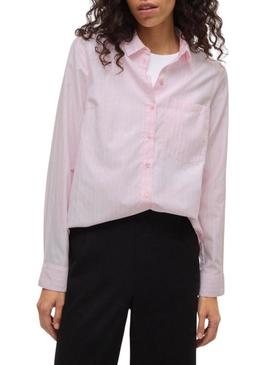 Camisa Vila Darma rosa listrada para mulher