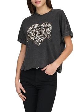 Camiseta Only Lucy preta para mulher.