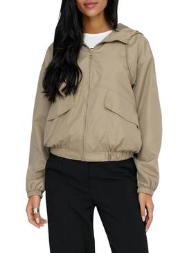 Corta-vento Only Dominique bege para mulher.