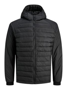 Jaqueta Jack and Jones Estate Hybrid preta para homem.