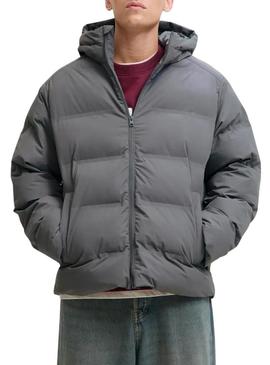 Jaqueta acolchoada Jack and Jones Soho cinza para homem.