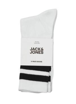 Pack de meias Jack and Jones Travis brancas para homem.