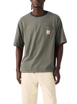 Camisa Levi's Worker listrada verde para homem.