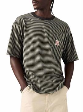 Camisa Levi's Worker listrada verde para homem.