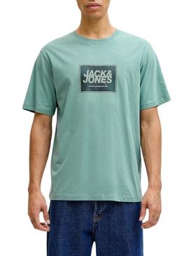 Camiseta Jack and Jones Rain turquesa para homem.