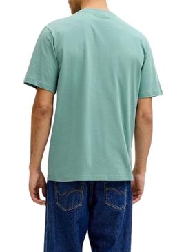Camiseta Jack and Jones Rain turquesa para homem.