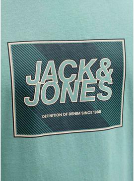 Camiseta Jack and Jones Rain turquesa para homem.