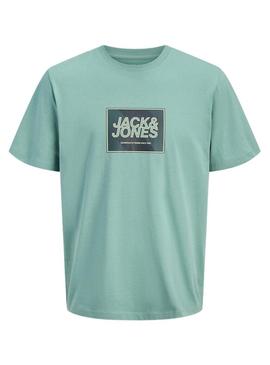 Camiseta Jack and Jones Rain turquesa para homem.