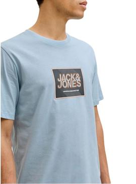 Camiseta Jack and Jones Rain azul para homem.