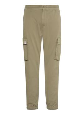 Calças cargo Calvin Klein Jeans Twill elásticas vintage verde para homem.
