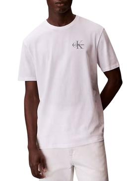 Camiseta Calvin Klein Jeans Micro Monólogo branca para homens.