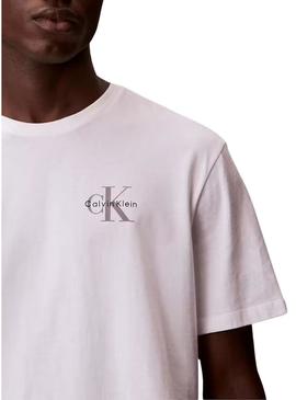 Camiseta Calvin Klein Jeans Micro Monólogo branca para homens.