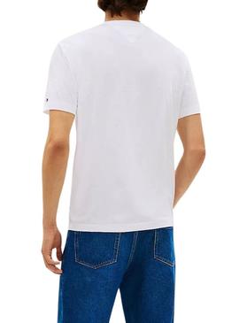 Camiseta com bolso Tommy Hilfiger branca para homem.