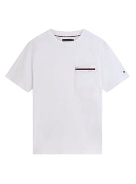Camiseta com bolso Tommy Hilfiger branca para homem.