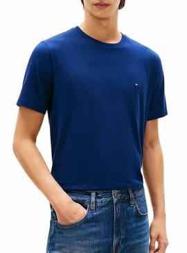 Camiseta básica azul da Tommy Hilfiger para homem.